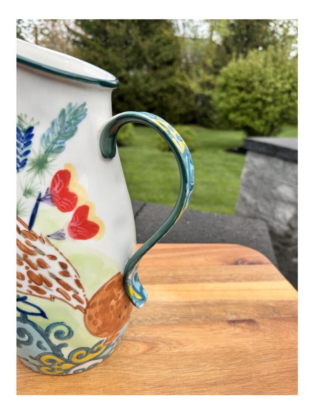 Anthropologie English Meadow Fox Hand-Painted Floral Ceramic Pitcher - Picture 8 of 12